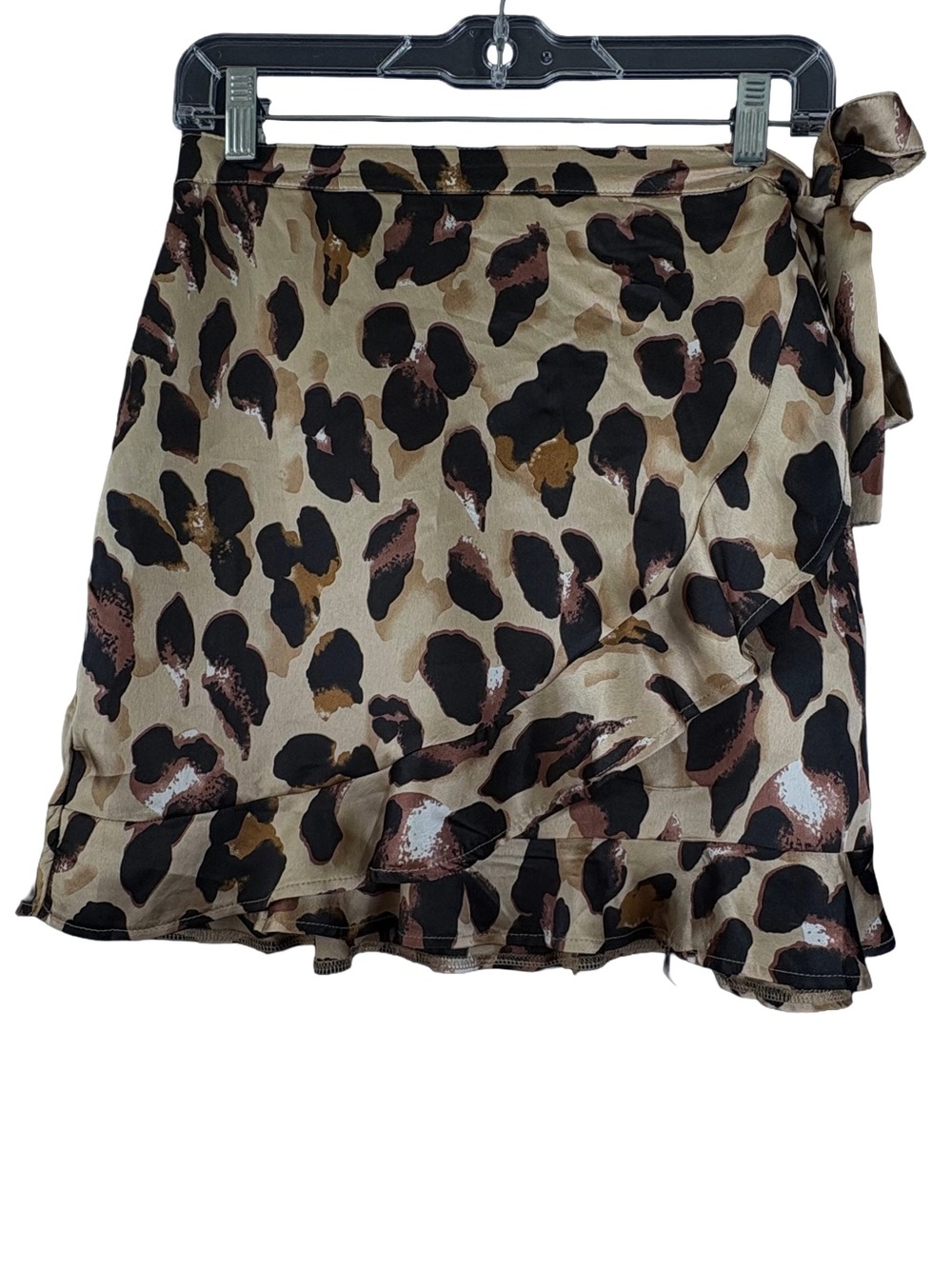Nasty Gal Leopard Print Wrap Mini Skirt - Beige Black Brown